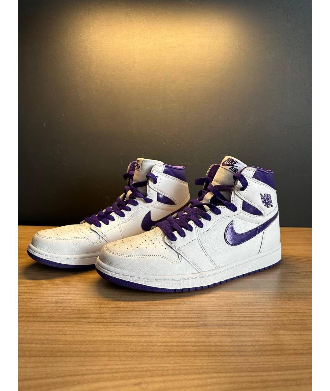 JORDAN Белые кожаные высокие кроссовки / кеды, фото 3