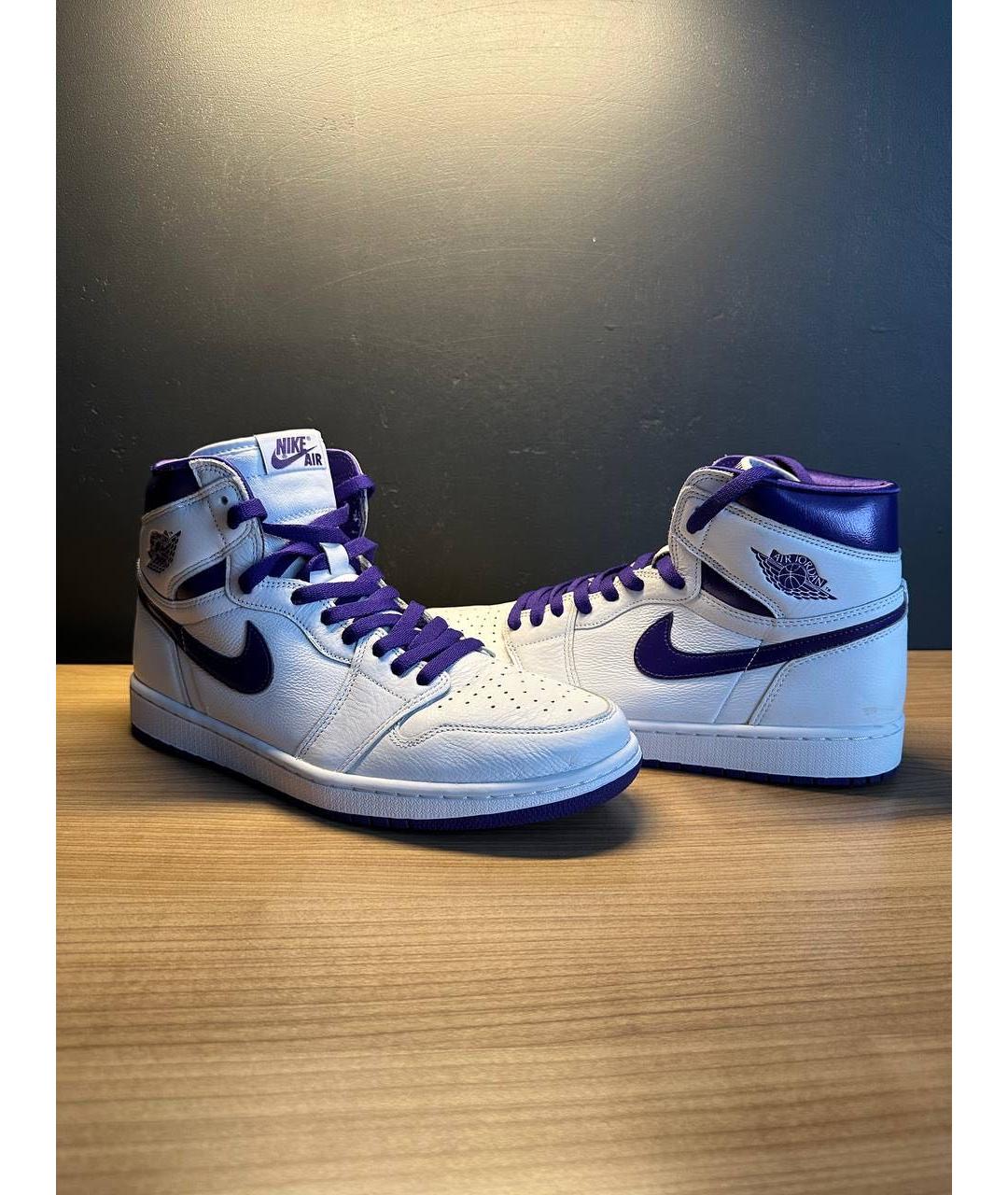 JORDAN Белые кожаные высокие кроссовки / кеды, фото 2