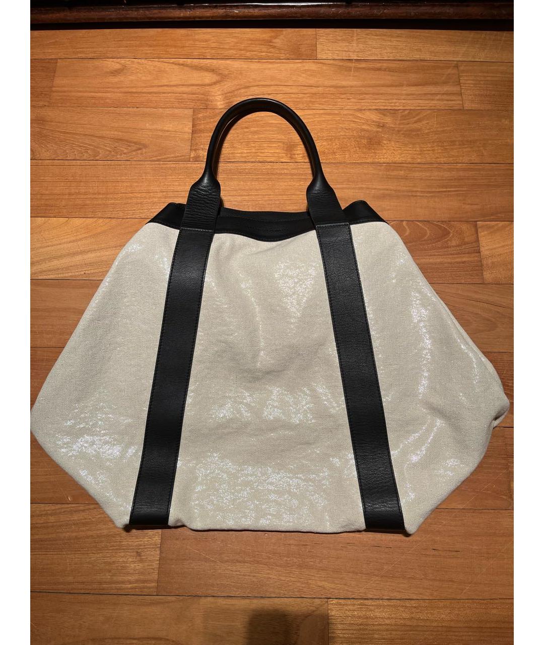 BRUNELLO CUCINELLI Бежевая тканевая сумка тоут, фото 9