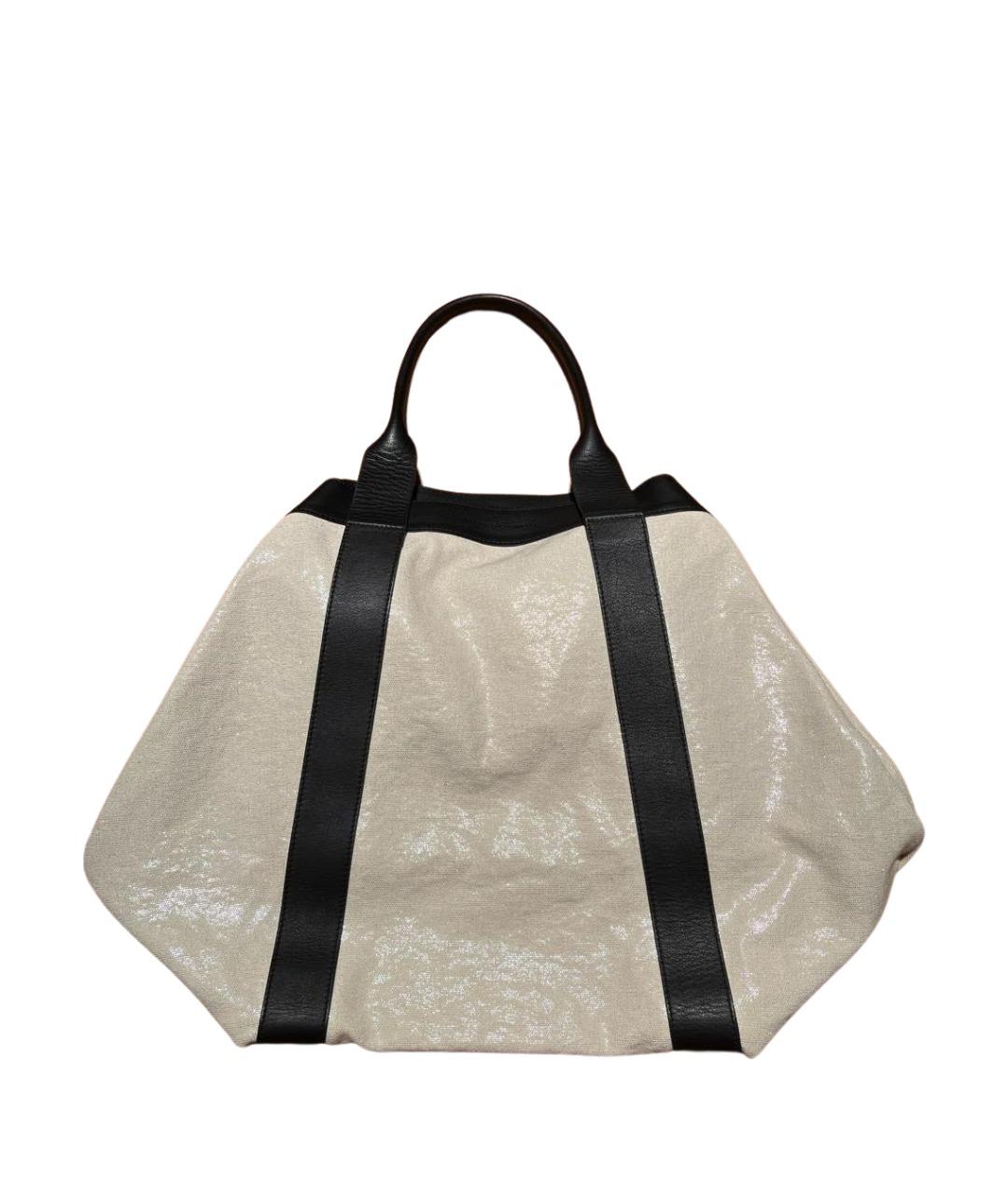 BRUNELLO CUCINELLI Бежевая тканевая сумка тоут, фото 1