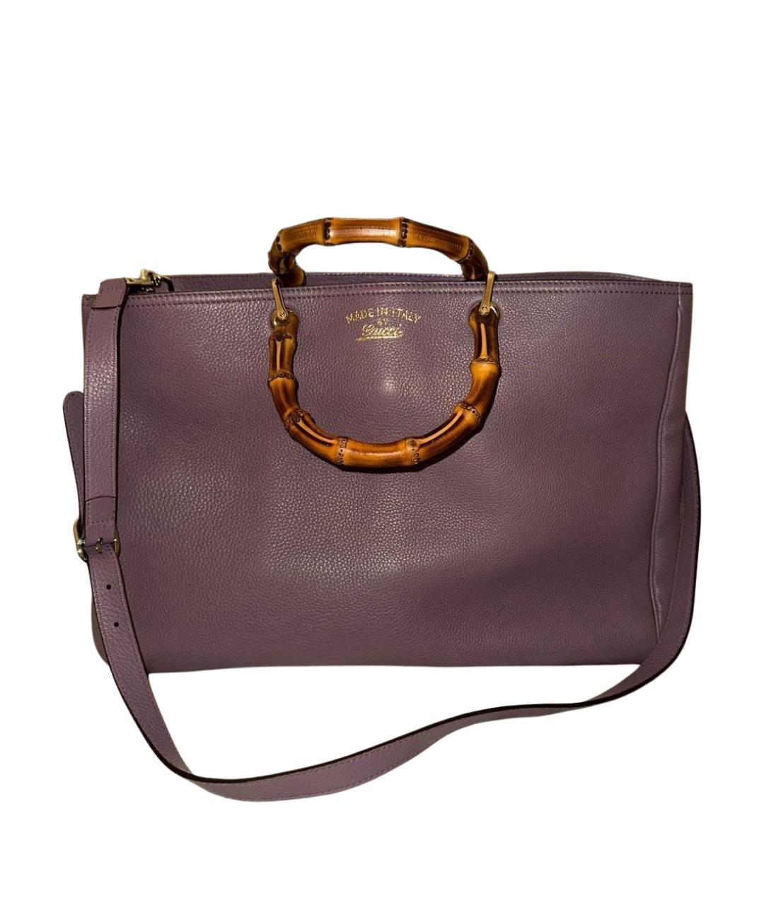 GUCCI Фиолетовая кожаная сумка тоут, фото 1