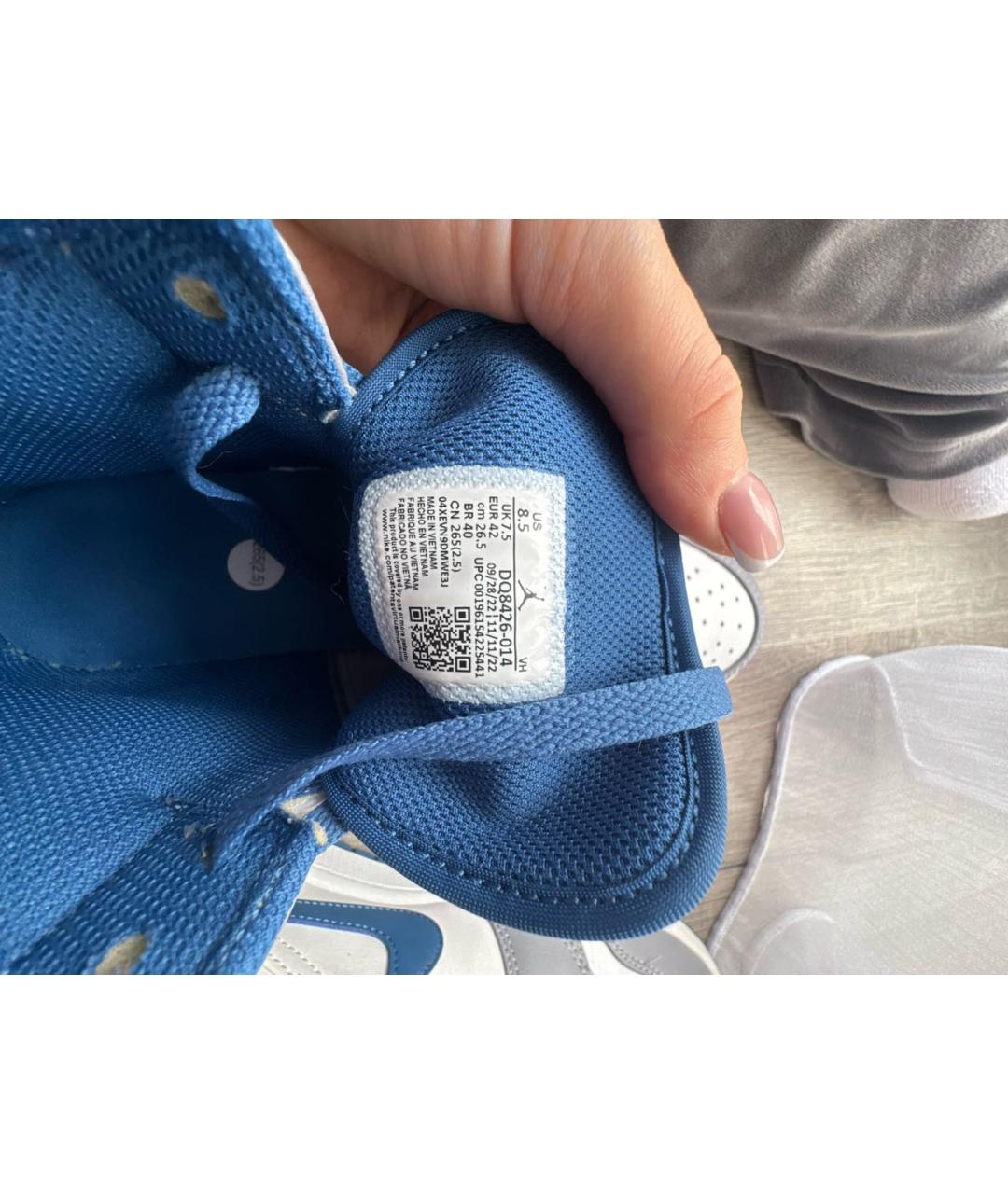 JORDAN Серые кожаные высокие кроссовки / кеды, фото 5