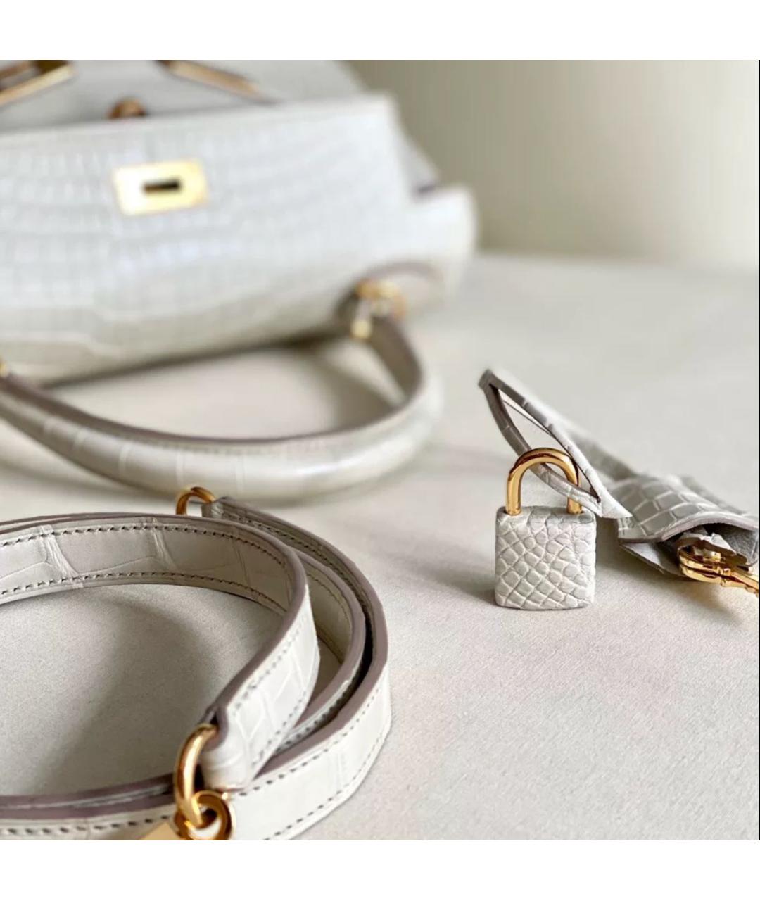 HERMES Белая кожаная сумка через плечо, фото 3