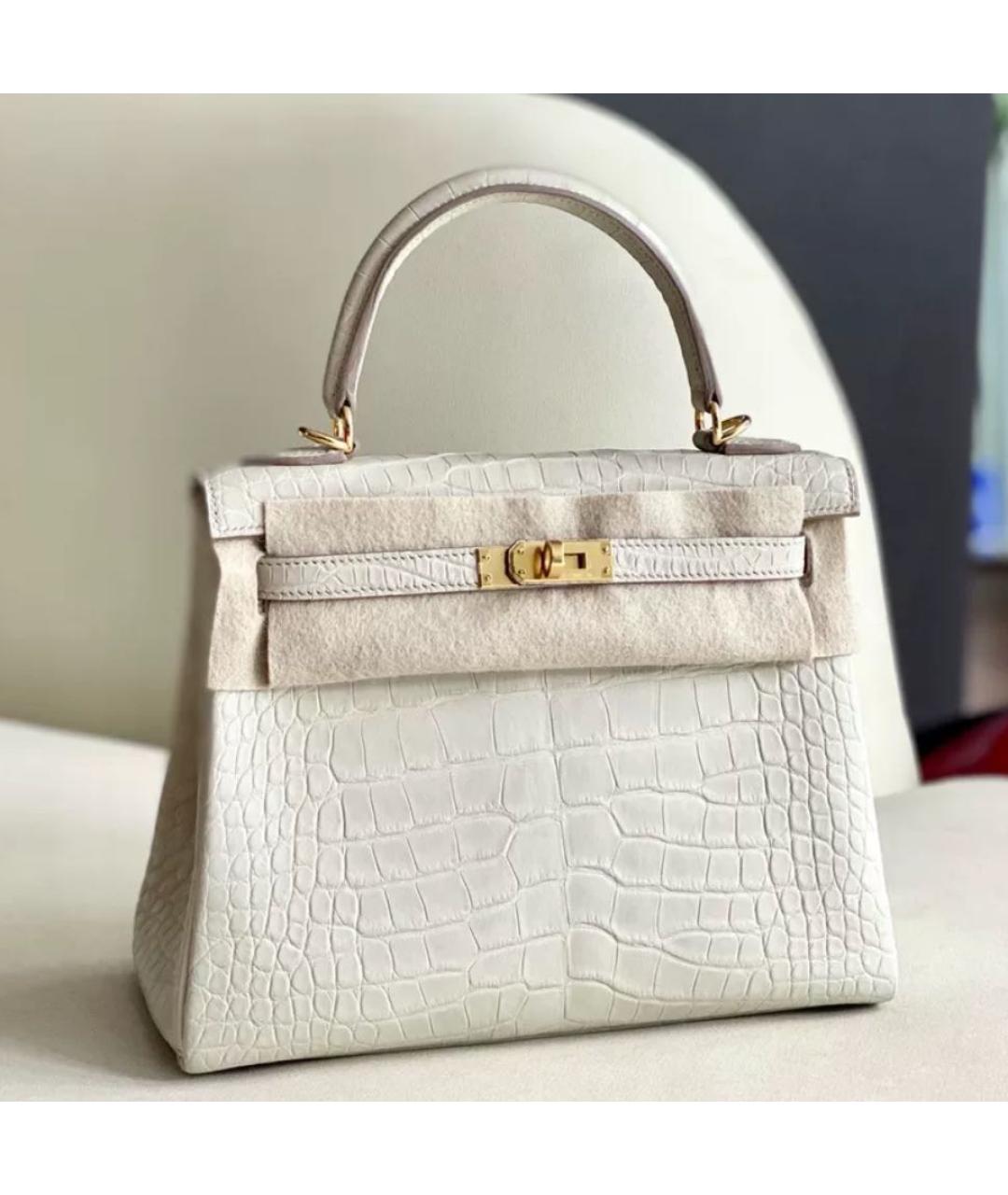 HERMES Белая кожаная сумка через плечо, фото 4