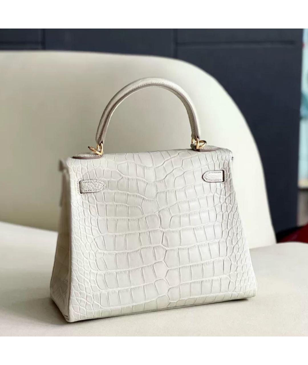 HERMES Белая кожаная сумка через плечо, фото 2