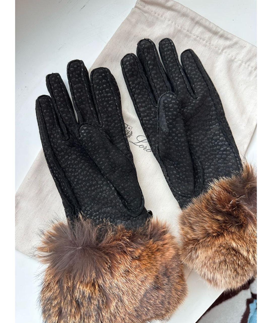 LORO PIANA Черные кашемировые перчатки, фото 8