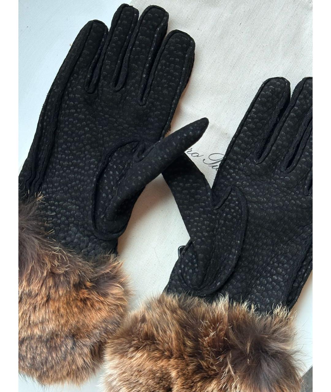 LORO PIANA Черные кашемировые перчатки, фото 7