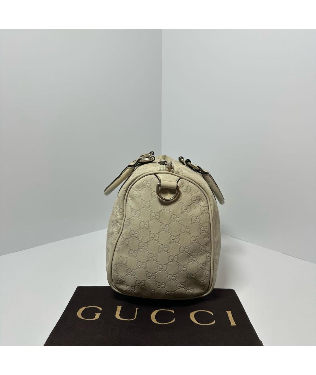GUCCI Бежевая кожаная сумка с короткими ручками, фото 4