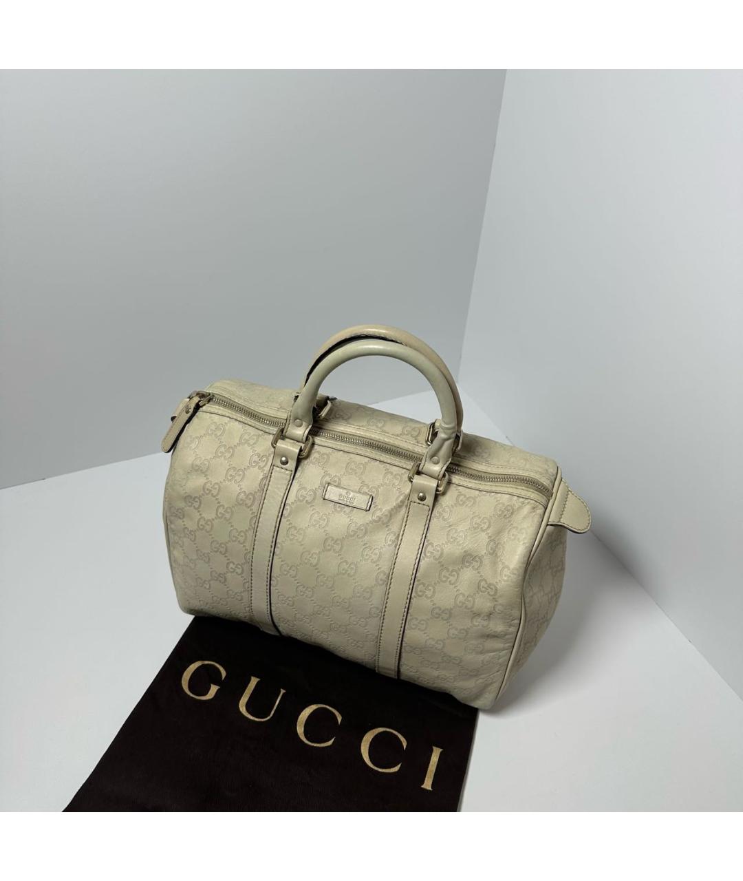 GUCCI Бежевая кожаная сумка с короткими ручками, фото 9