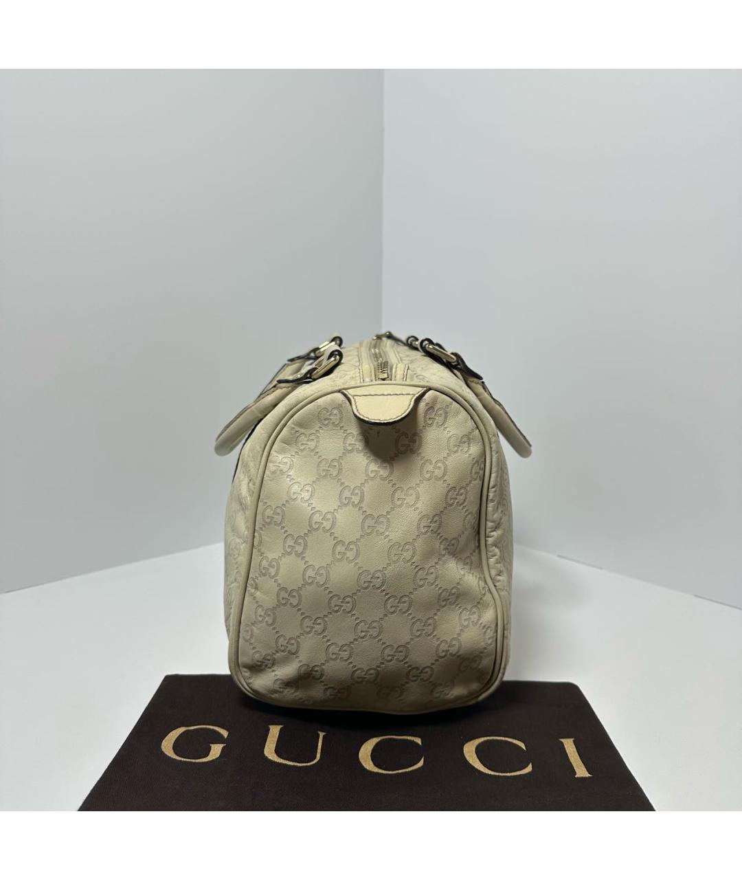 GUCCI Бежевая кожаная сумка с короткими ручками, фото 5