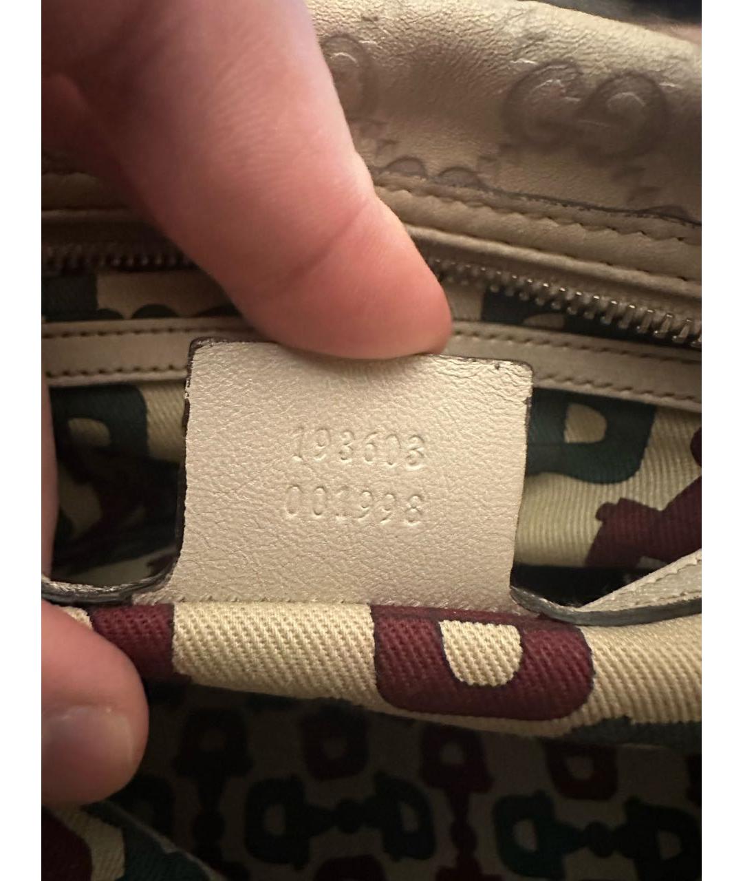 GUCCI Бежевая кожаная сумка с короткими ручками, фото 8
