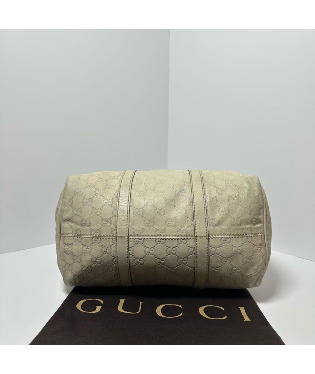 GUCCI Бежевая кожаная сумка с короткими ручками, фото 6