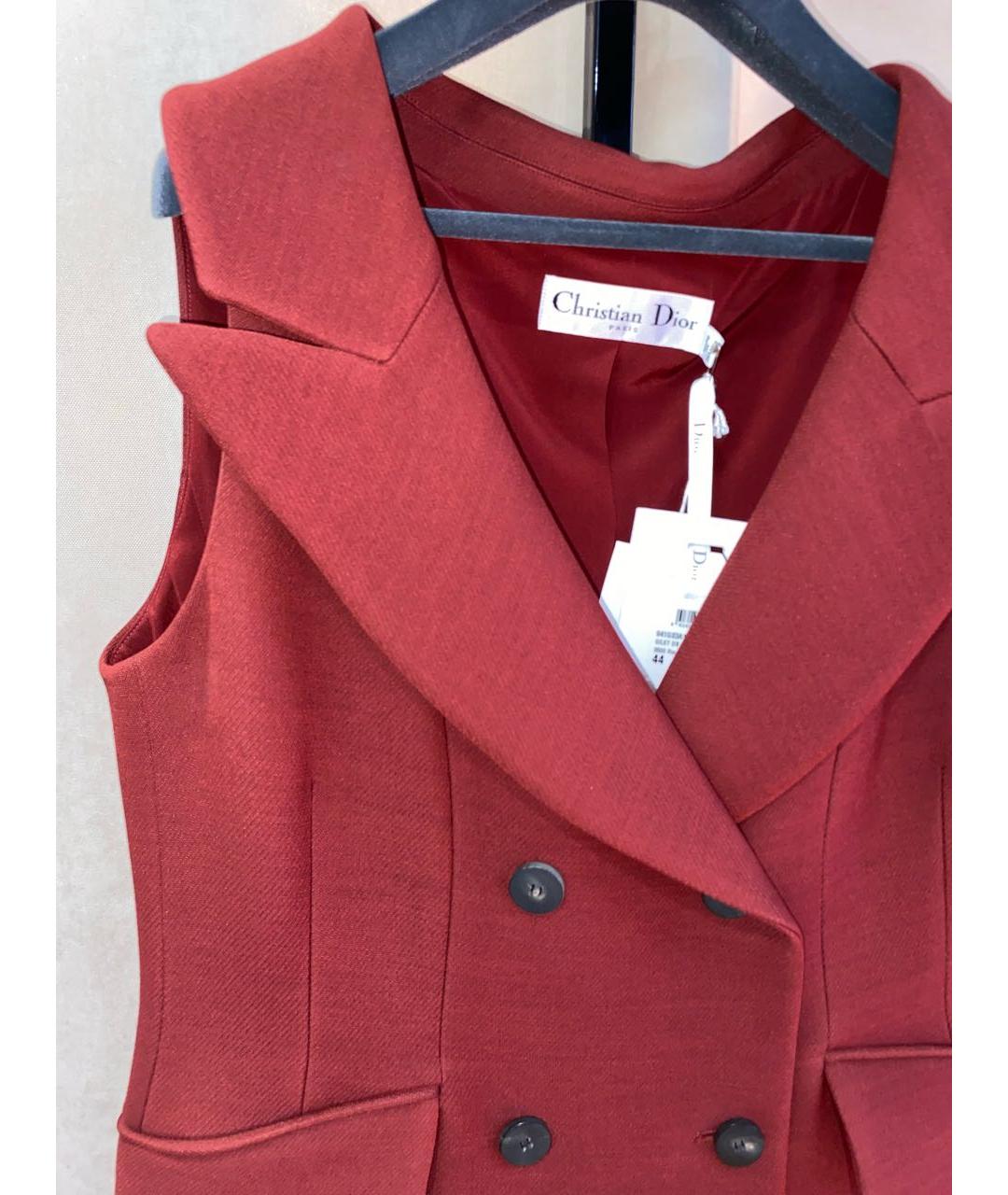 CHRISTIAN DIOR Бордовый шерстяной жилет, фото 7