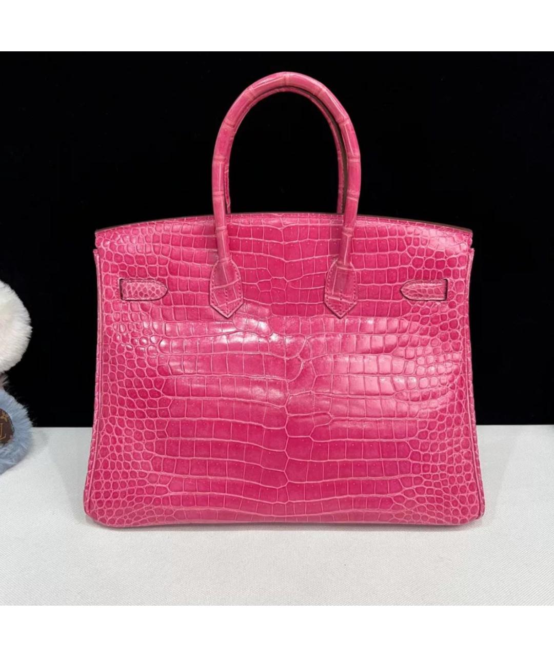 HERMES Розовая кожаная сумка с короткими ручками, фото 2