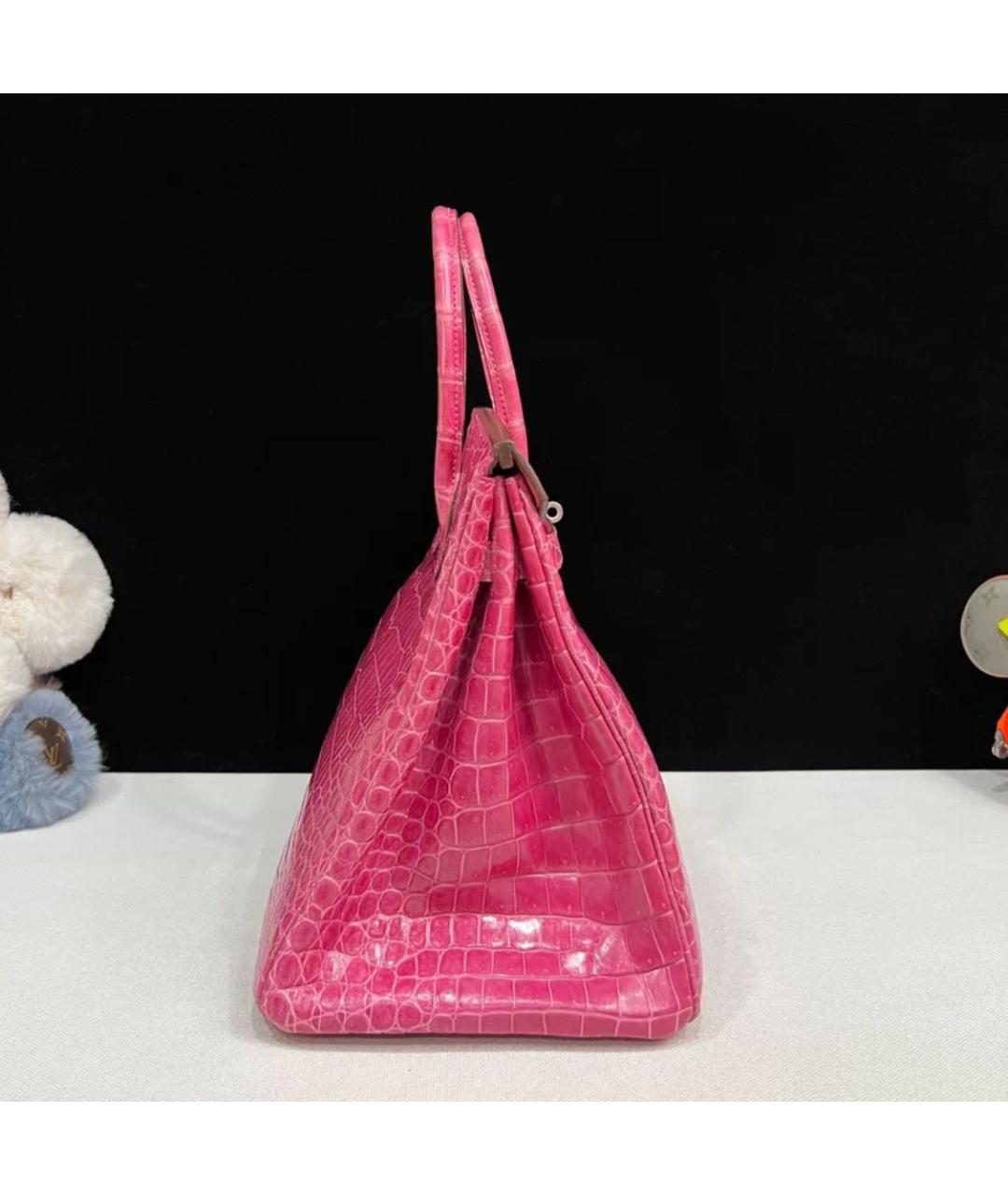 HERMES Розовая кожаная сумка с короткими ручками, фото 3