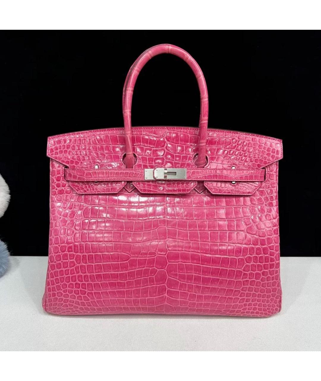 HERMES Розовая кожаная сумка с короткими ручками, фото 6