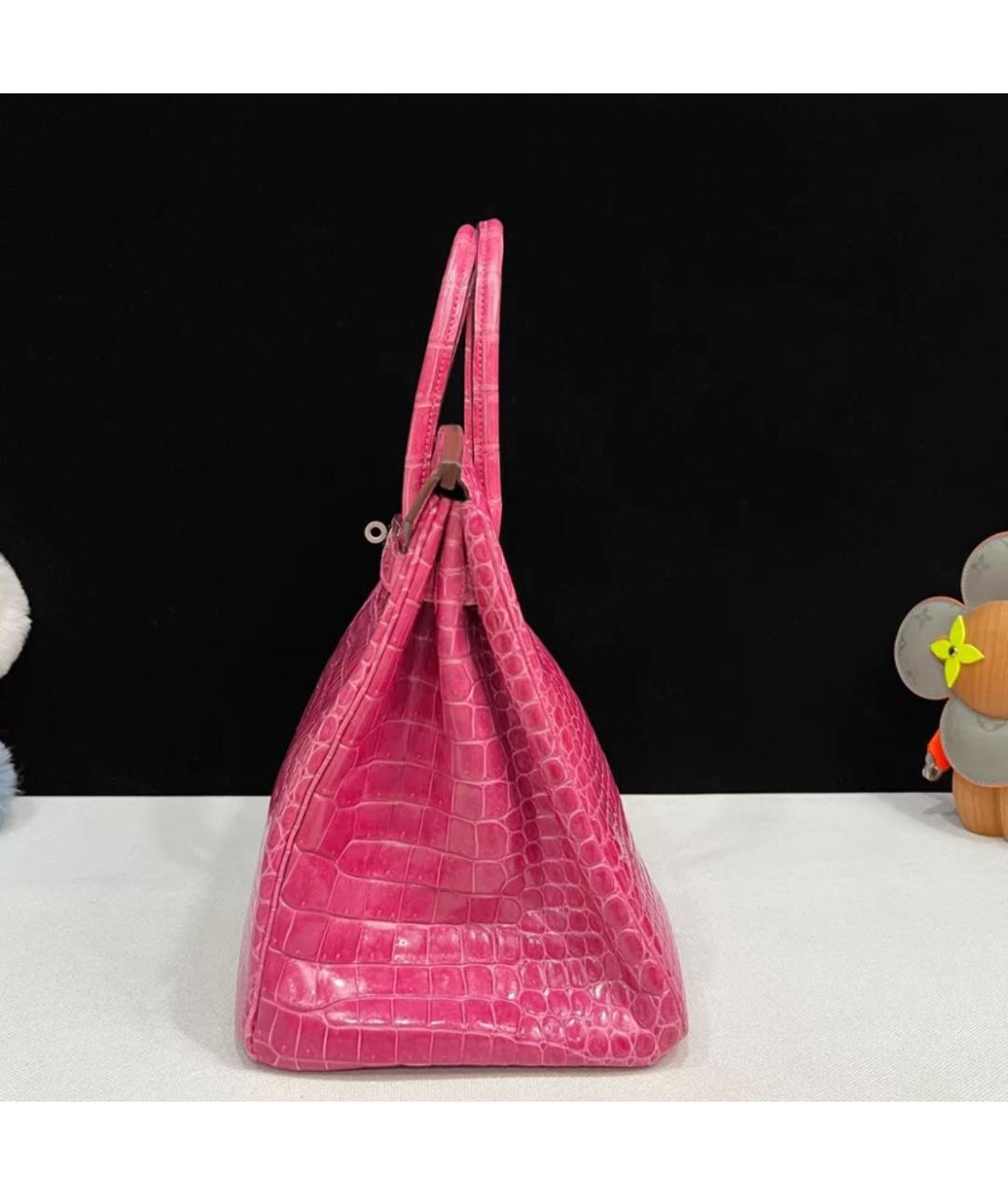 HERMES Розовая кожаная сумка с короткими ручками, фото 4