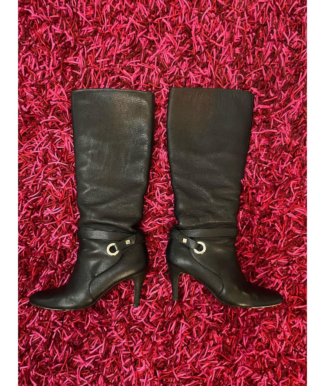 FERRAGAMO Черные кожаные сапоги, фото 4