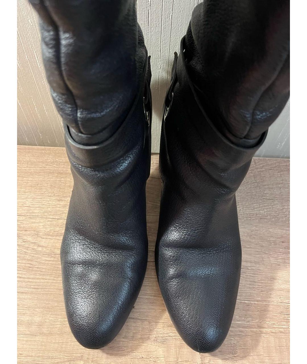 FERRAGAMO Черные кожаные сапоги, фото 3