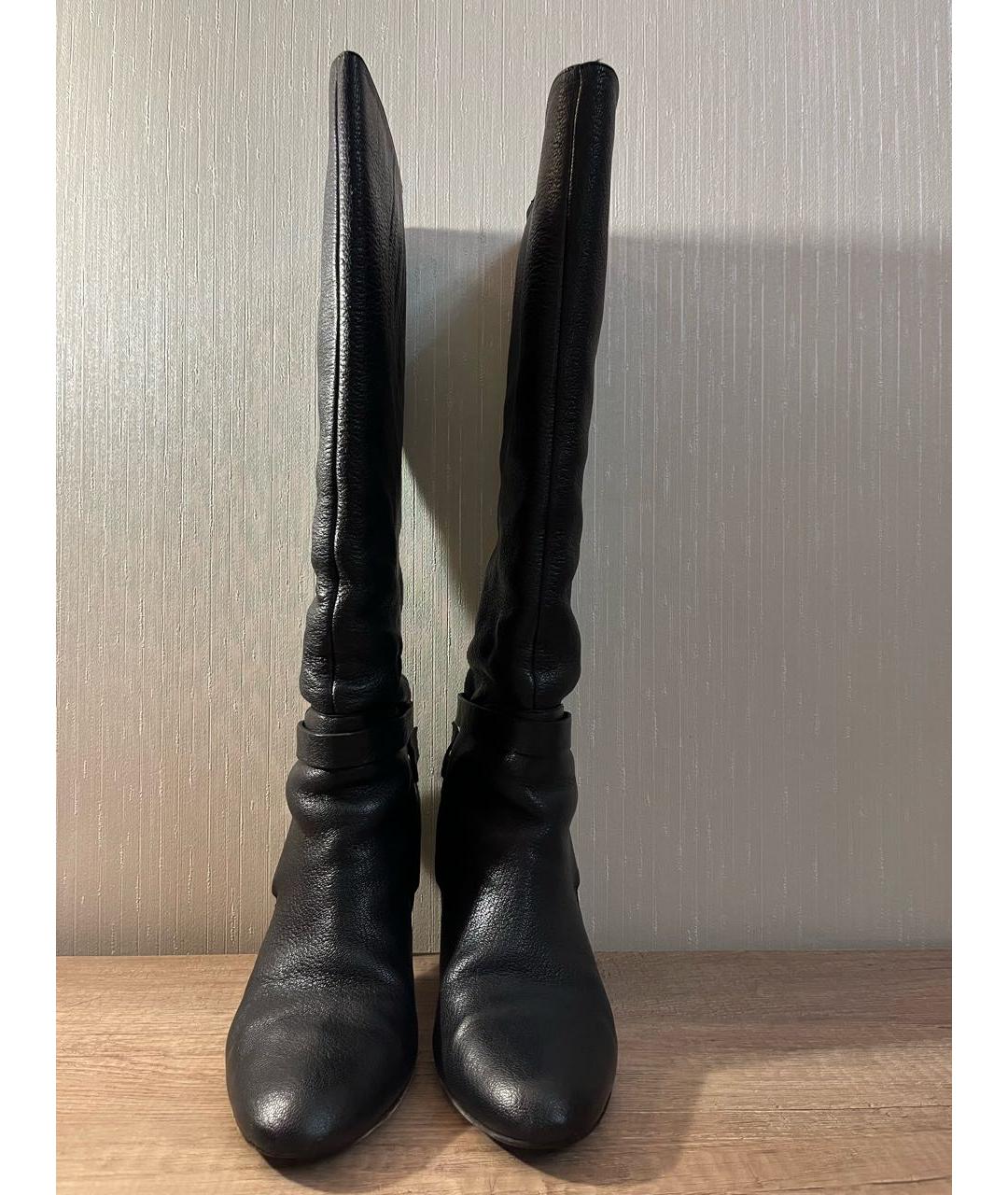 FERRAGAMO Черные кожаные сапоги, фото 2