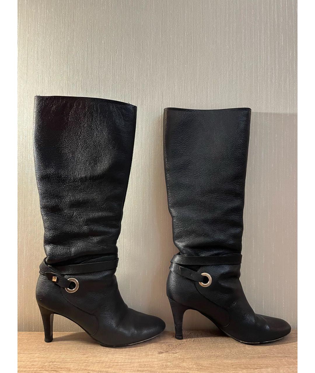 FERRAGAMO Черные кожаные сапоги, фото 5