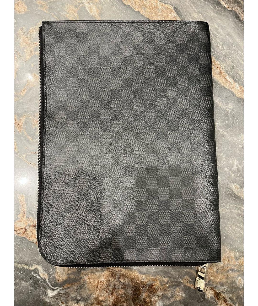 LOUIS VUITTON Серая кожаная папка для документов, фото 6