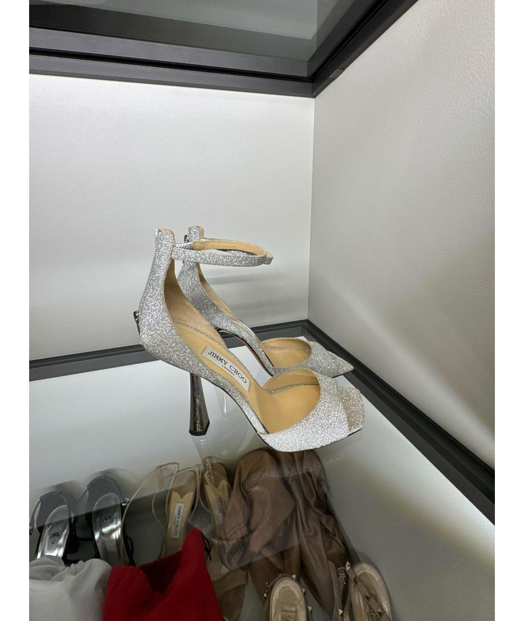 JIMMY CHOO Серебряные босоножки, фото 5