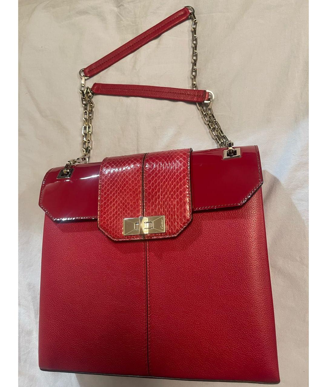 CARTIER Красная кожаная сумка через плечо, фото 9