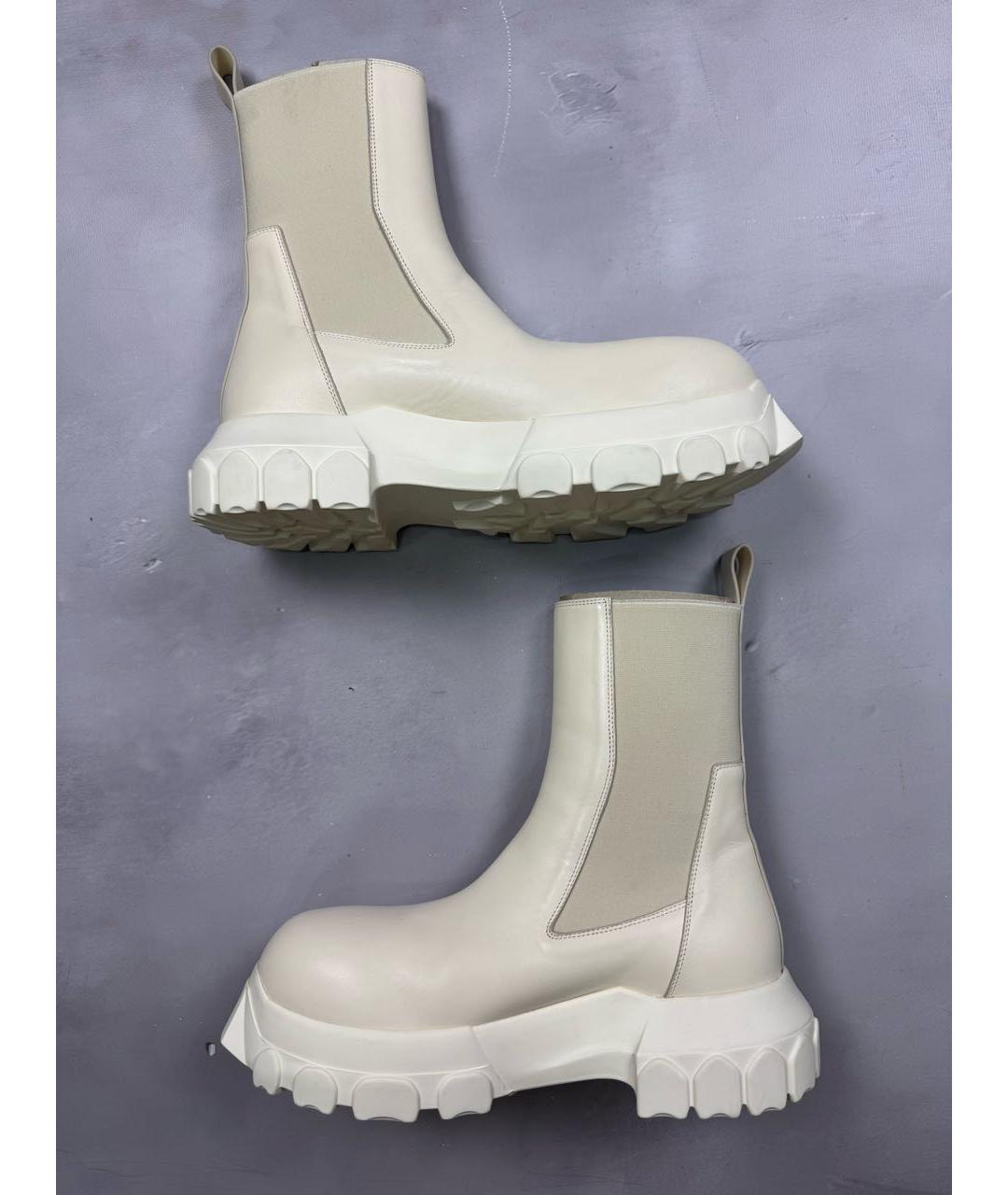 RICK OWENS Бежевые кожаные высокие ботинки, фото 5