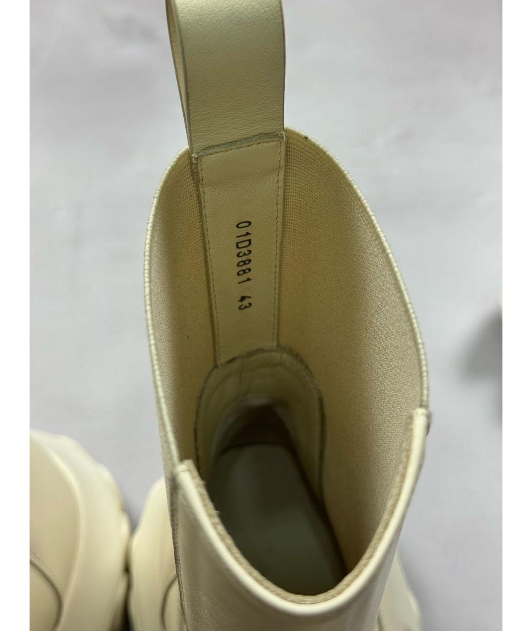 RICK OWENS Бежевые кожаные высокие ботинки, фото 8