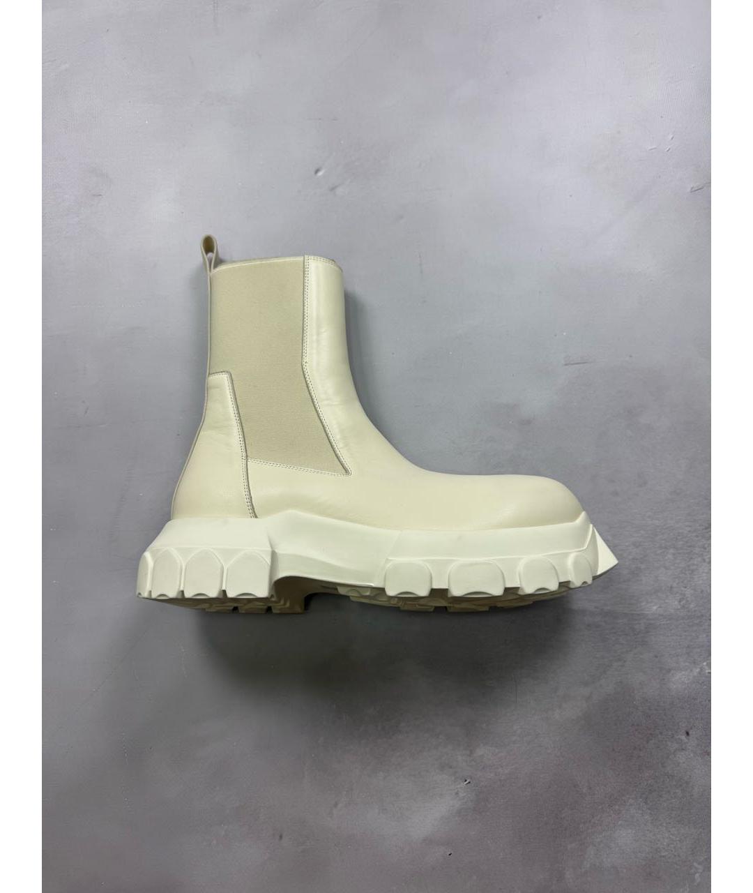 RICK OWENS Бежевые кожаные высокие ботинки, фото 9