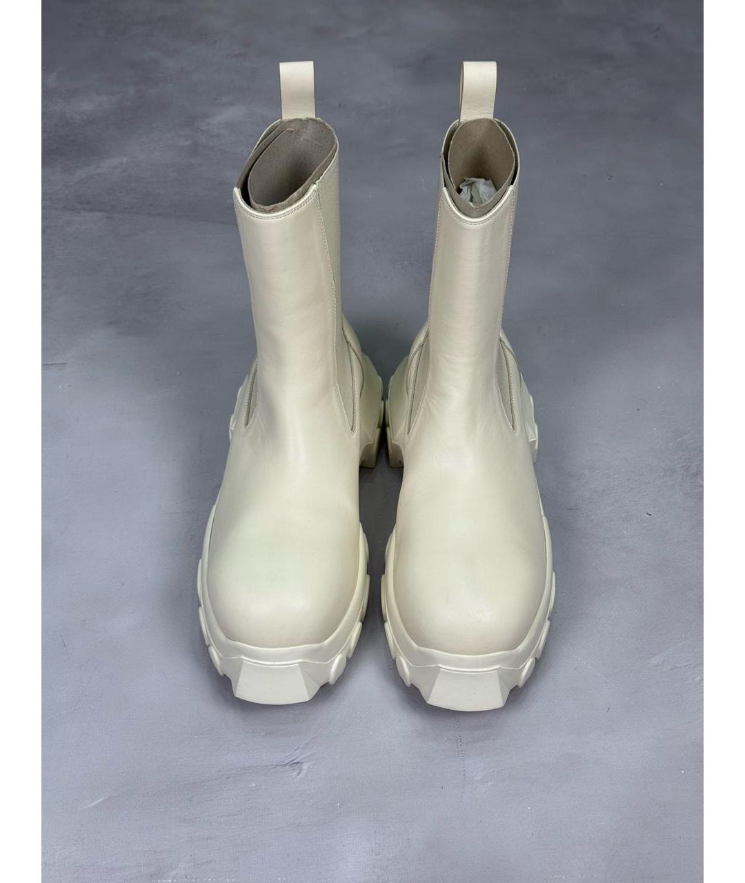 RICK OWENS Бежевые кожаные высокие ботинки, фото 7