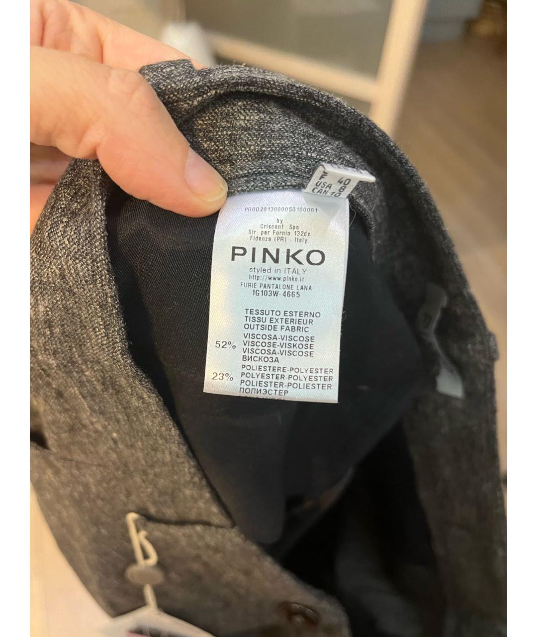 PINKO Антрацитовые вискозные брюки узкие, фото 4