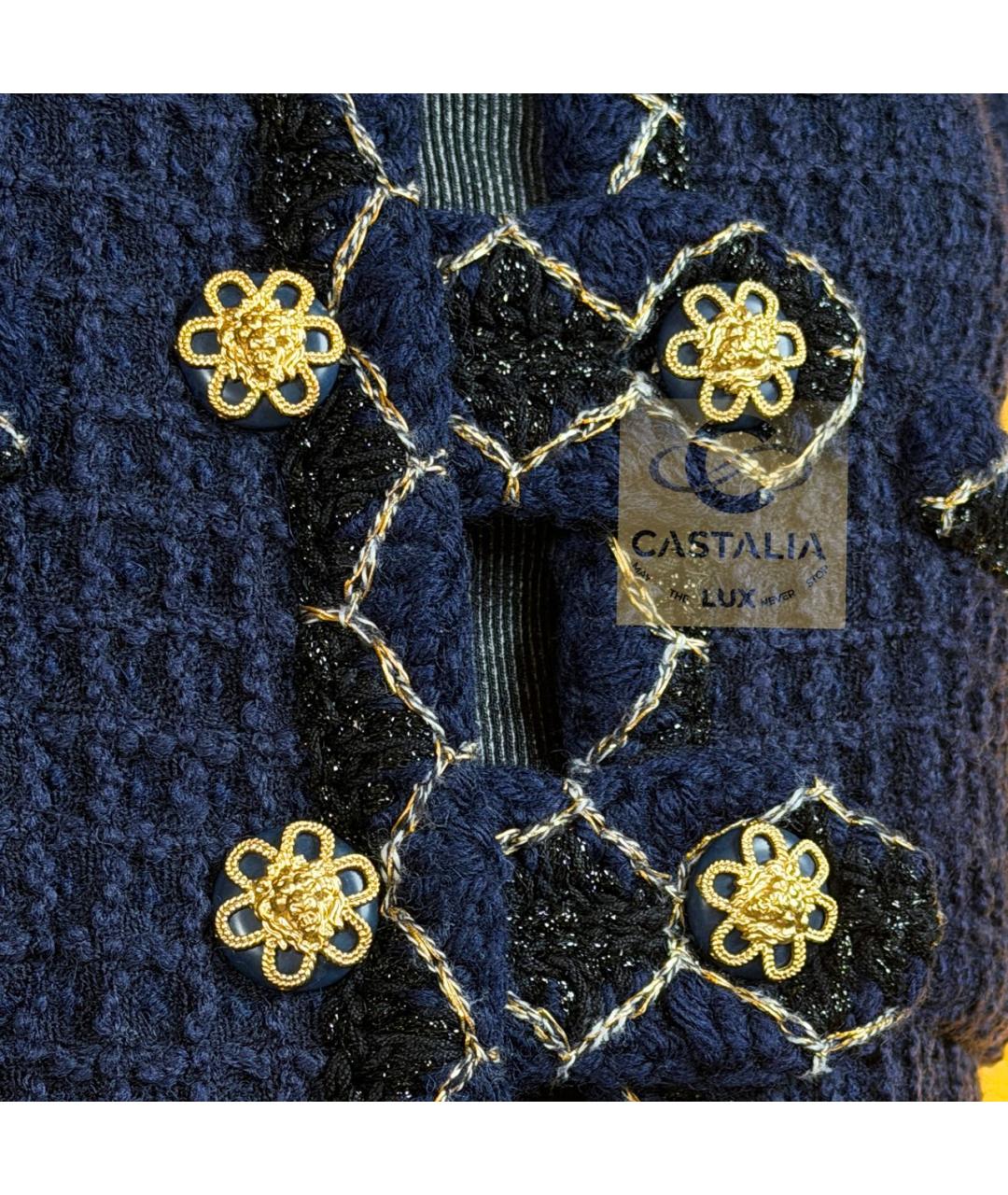 CHANEL Темно-синий твидовый жакет/пиджак, фото 6