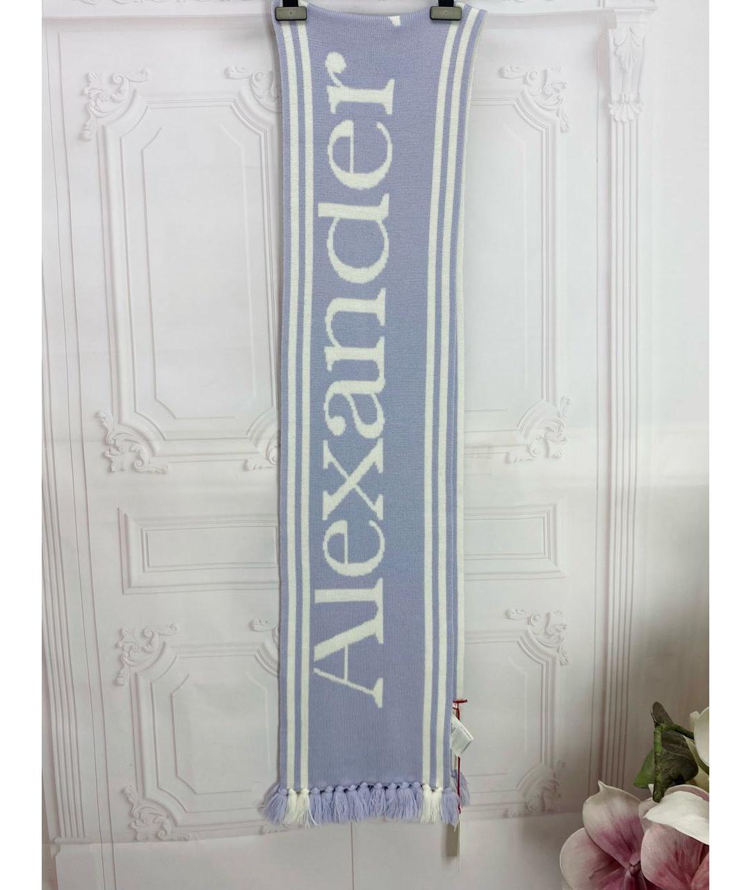 ALEXANDER MCQUEEN Фиолетовый шерстяной шарф, фото 5