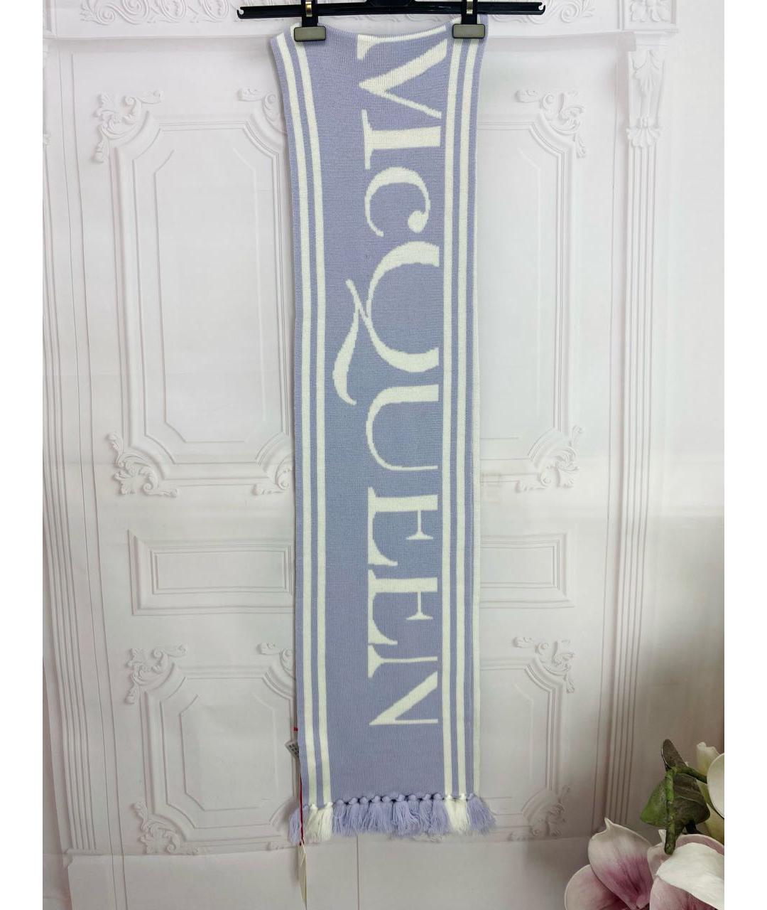ALEXANDER MCQUEEN Фиолетовый шерстяной шарф, фото 6
