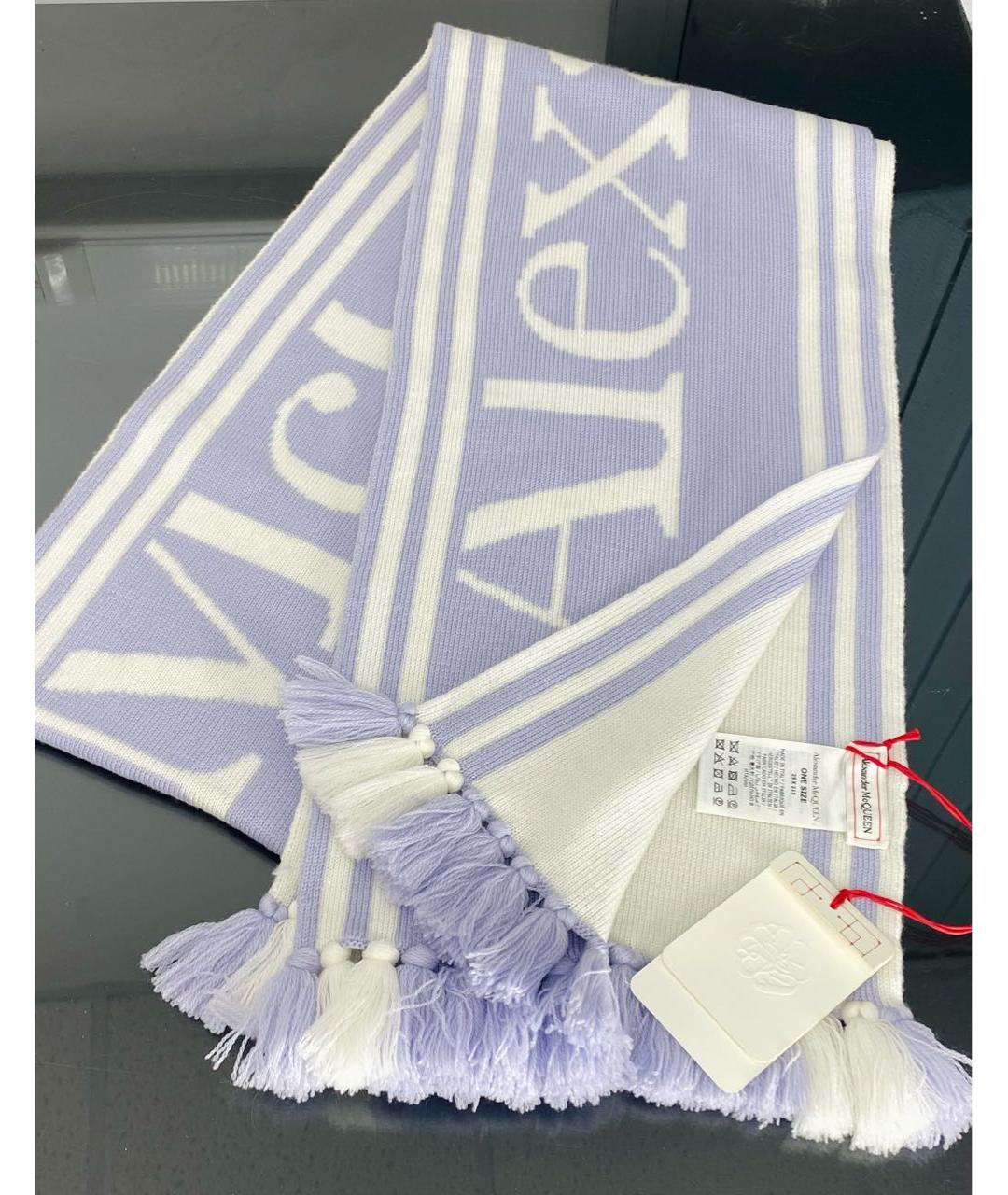 ALEXANDER MCQUEEN Фиолетовый шерстяной шарф, фото 2