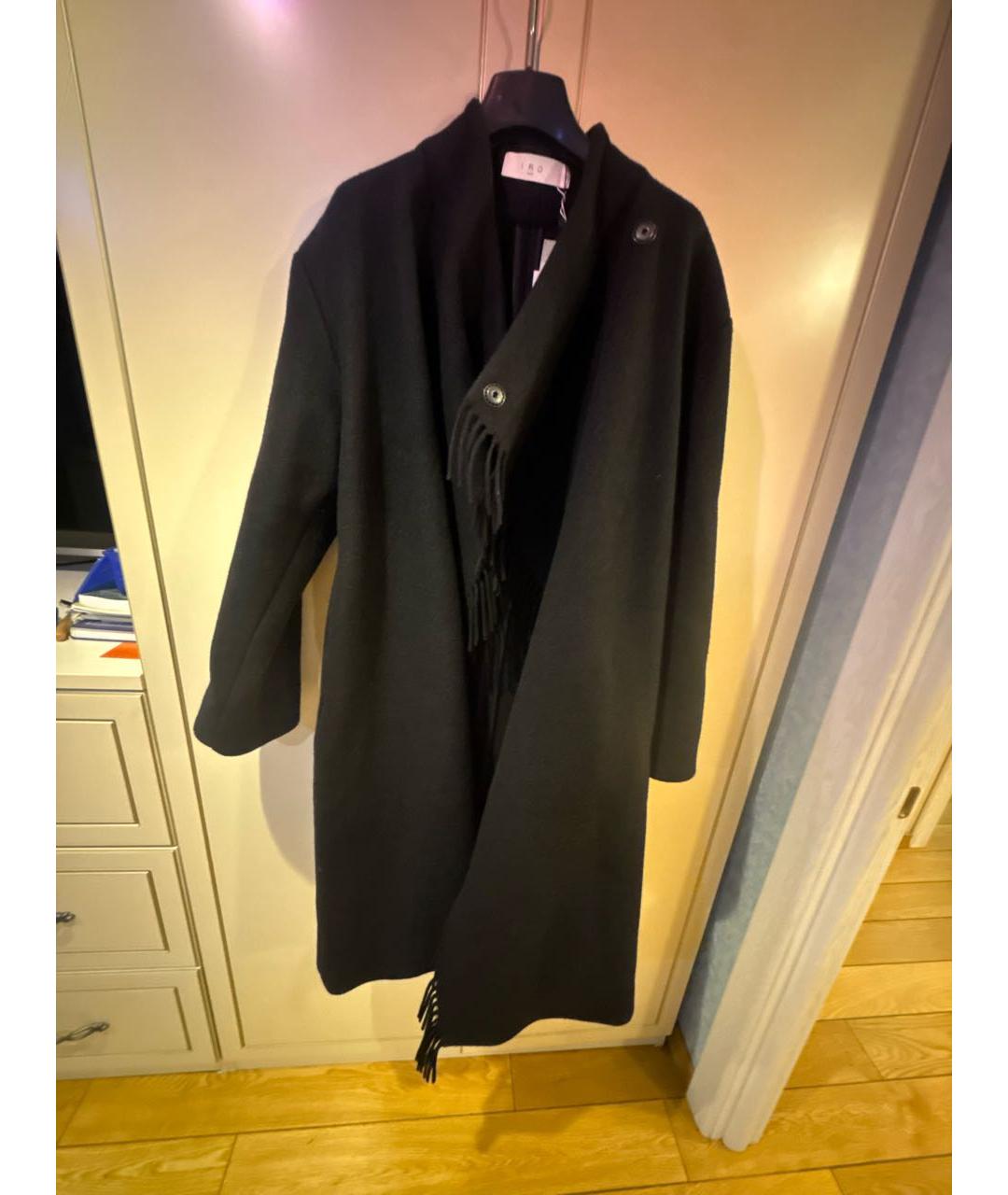 IRO Черное шерстяное пальто, фото 8