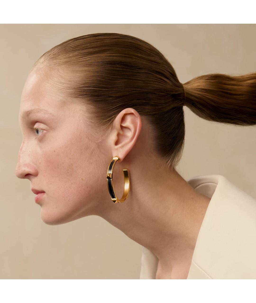 HERMES Черные металлические серьги, фото 2