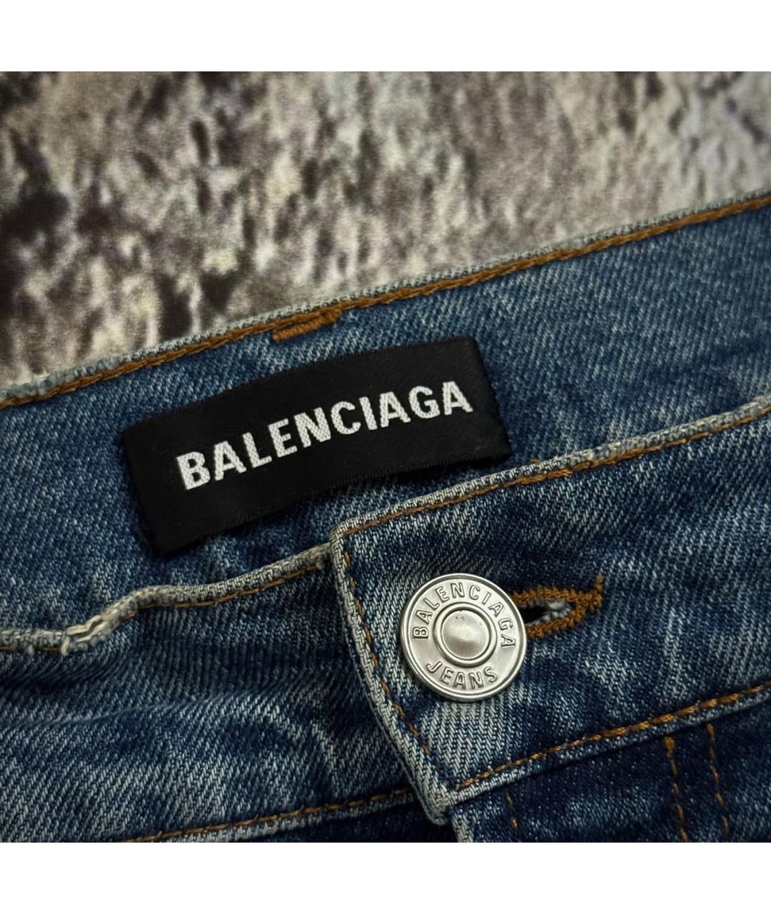 BALENCIAGA Голубые хлопко-эластановые джинсы скинни, фото 3