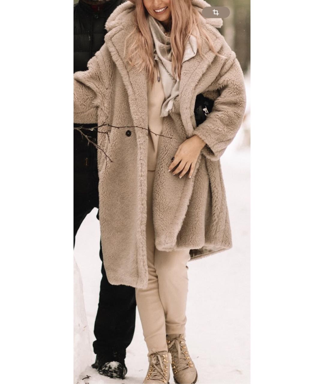 MAX MARA Бежевая шерстяная шуба, фото 8