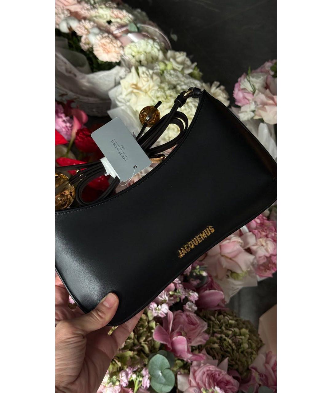 JACQUEMUS Черная кожаная сумка с короткими ручками, фото 4