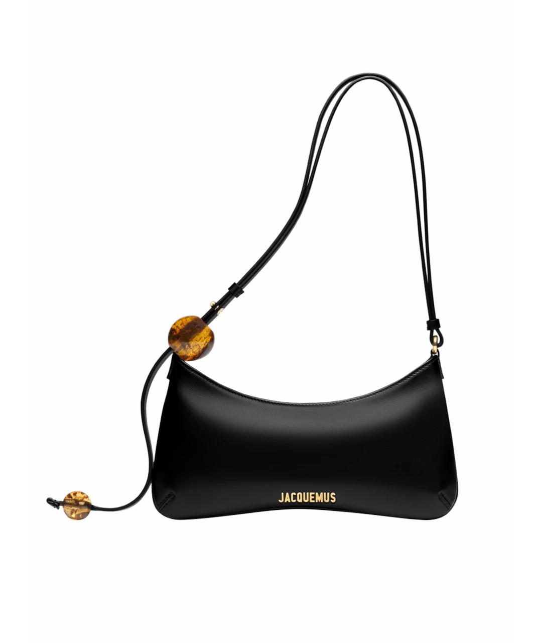JACQUEMUS Черная кожаная сумка с короткими ручками, фото 1