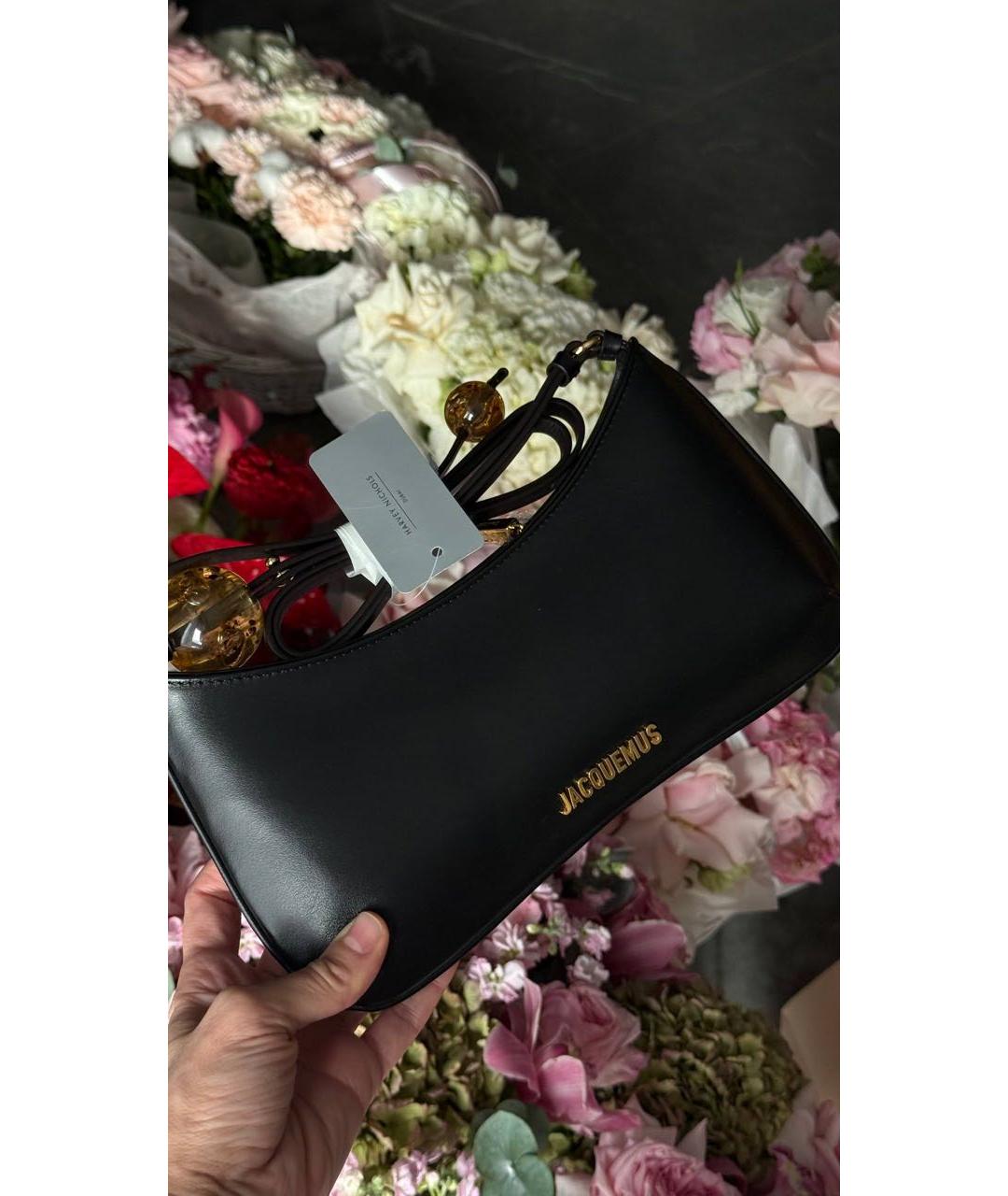 JACQUEMUS Черная кожаная сумка с короткими ручками, фото 3