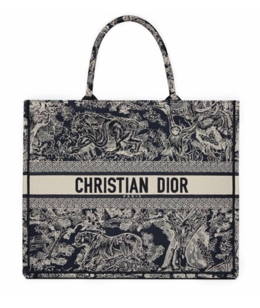 CHRISTIAN DIOR Темно-синяя тканевая пляжная сумка, фото 4