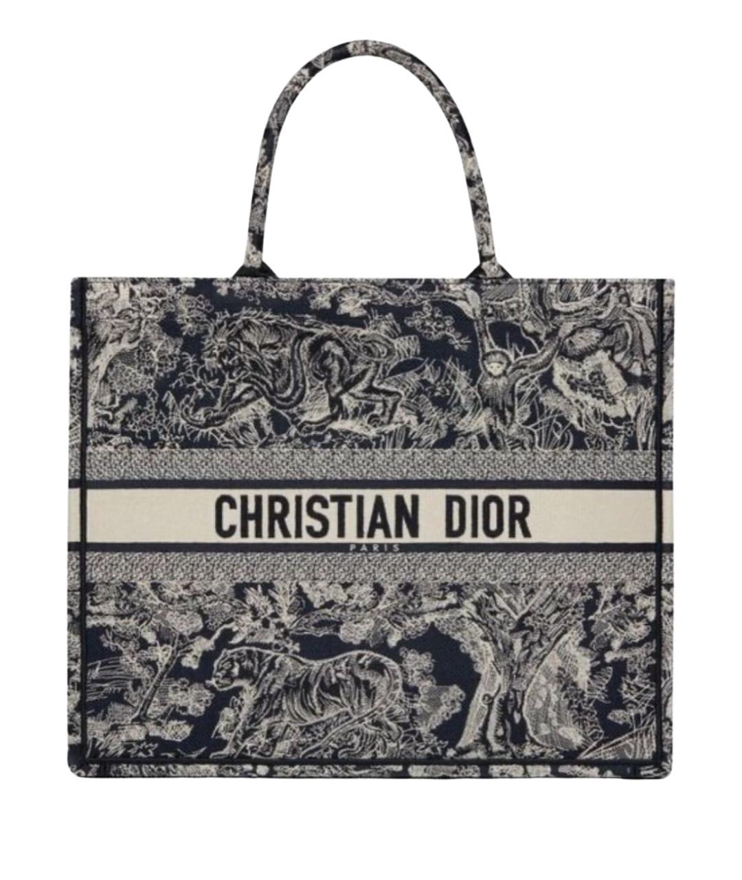 CHRISTIAN DIOR Темно-синяя тканевая пляжная сумка, фото 5