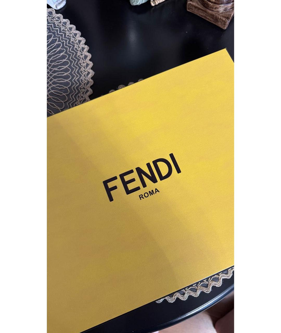 FENDI Коричневый шерстяной шарф, фото 6