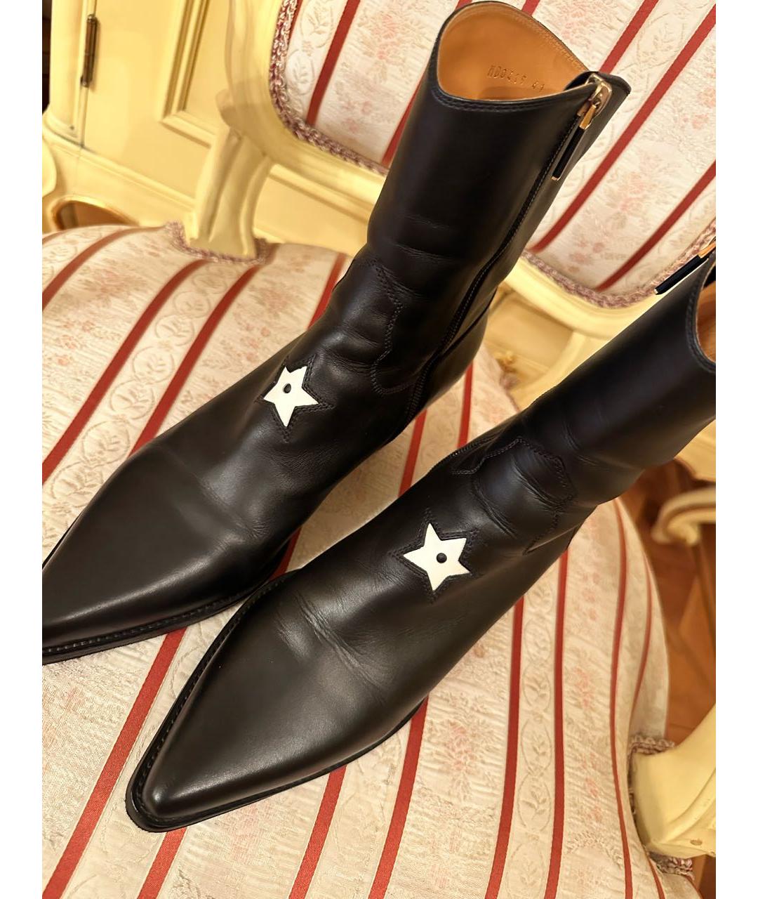CHRISTIAN DIOR Черные кожаные ботильоны, фото 6