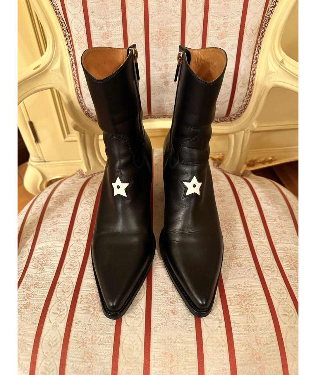CHRISTIAN DIOR Черные кожаные ботильоны, фото 2