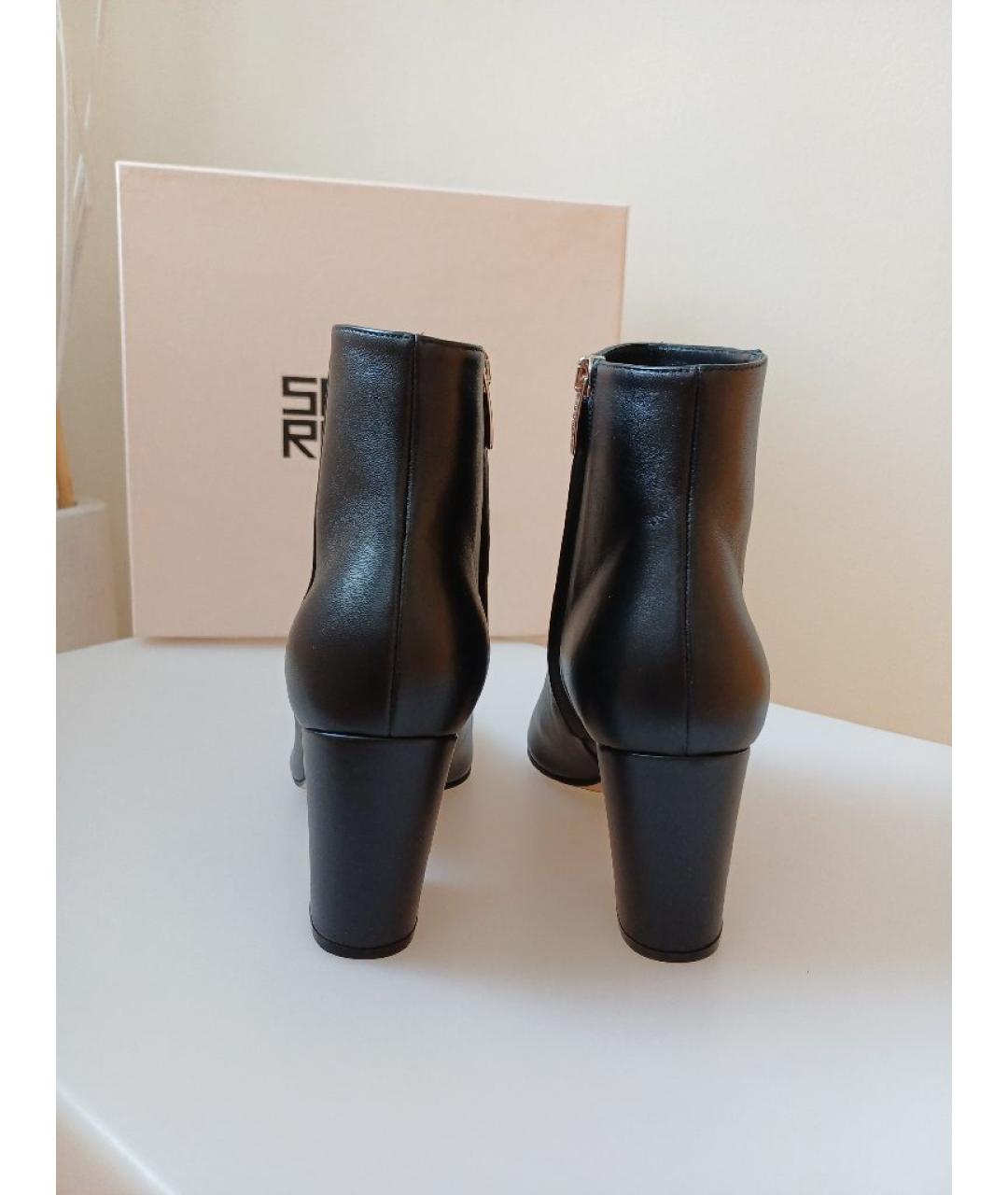 SERGIO ROSSI Черные кожаные ботильоны, фото 6